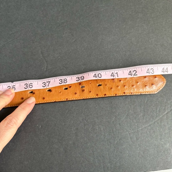 Ostrich Leather Belt Mens 38 Cowhide Exotic Studded Embellished Cowboy Western - Picture 15 of 15